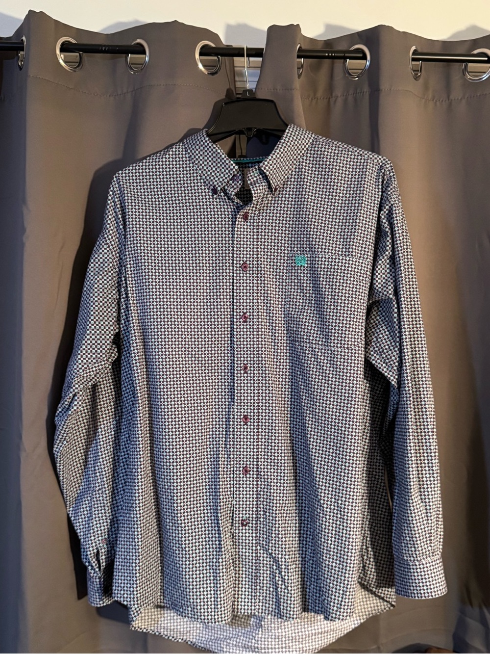 Men's Cinch Purple and Blue Check Button-Down Shirt